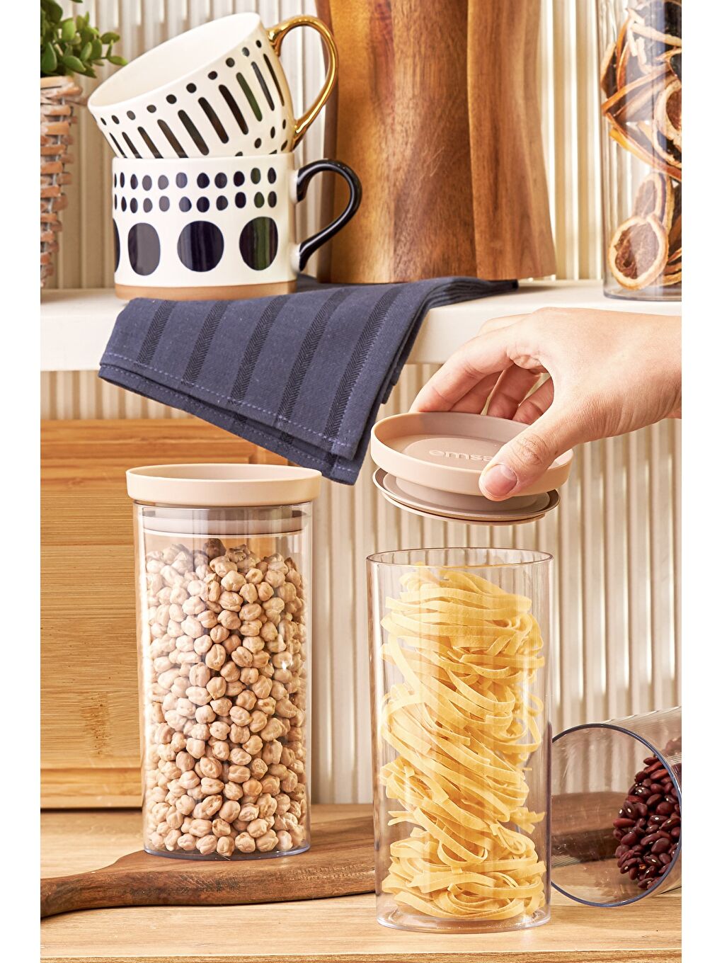 Arya 6'lı Büyük Saklama Kabı Bej-5