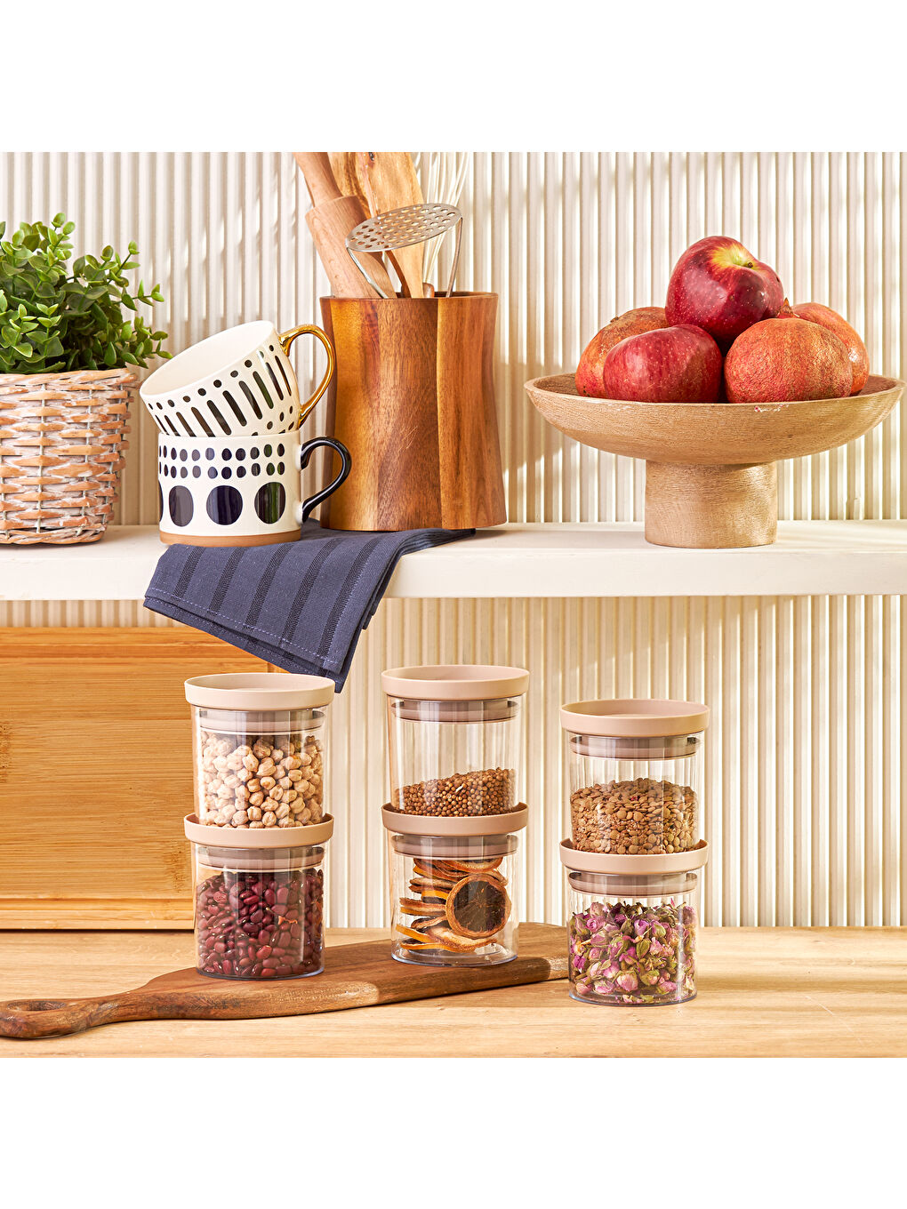 Arya 6'lı Küçük Saklama Kabı Bej-6