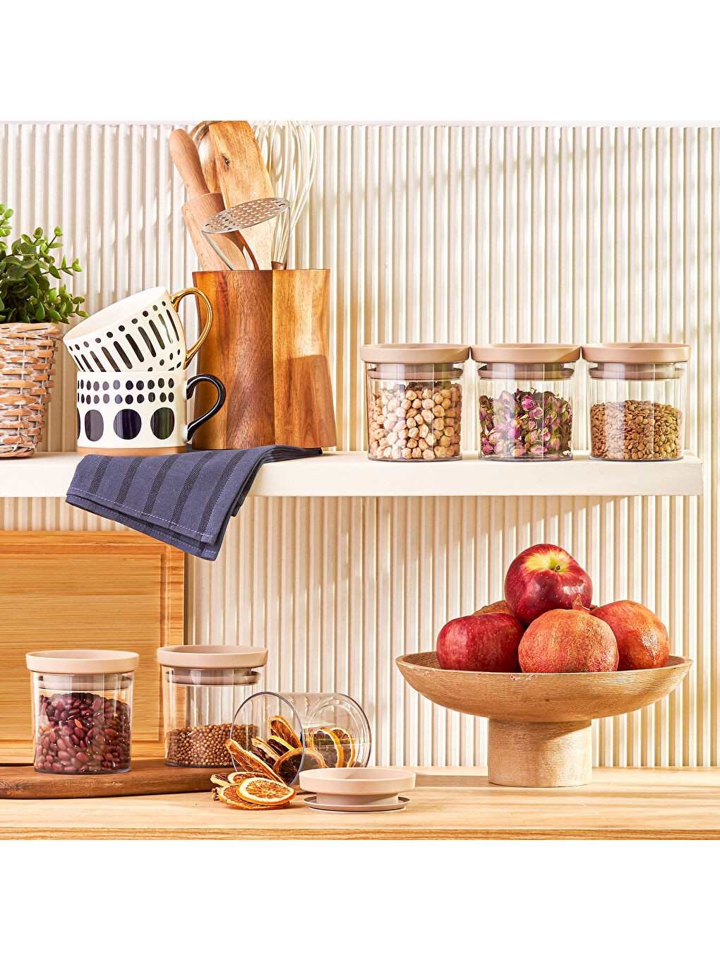 Arya 6'lı Küçük Saklama Kabı Bej-7