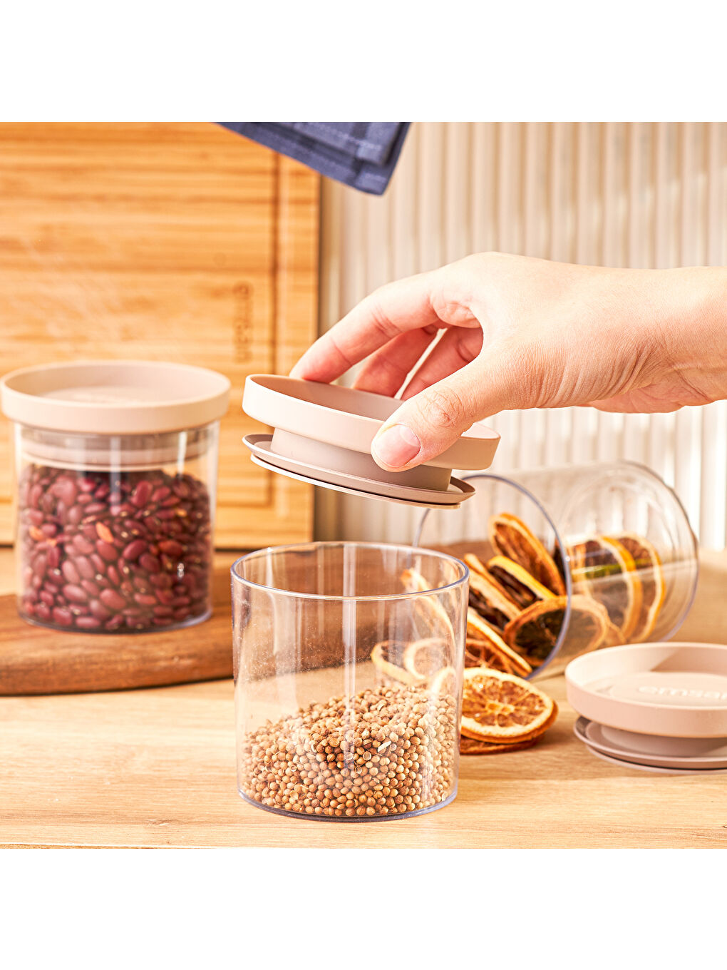 Arya 6'lı Küçük Saklama Kabı Bej-8