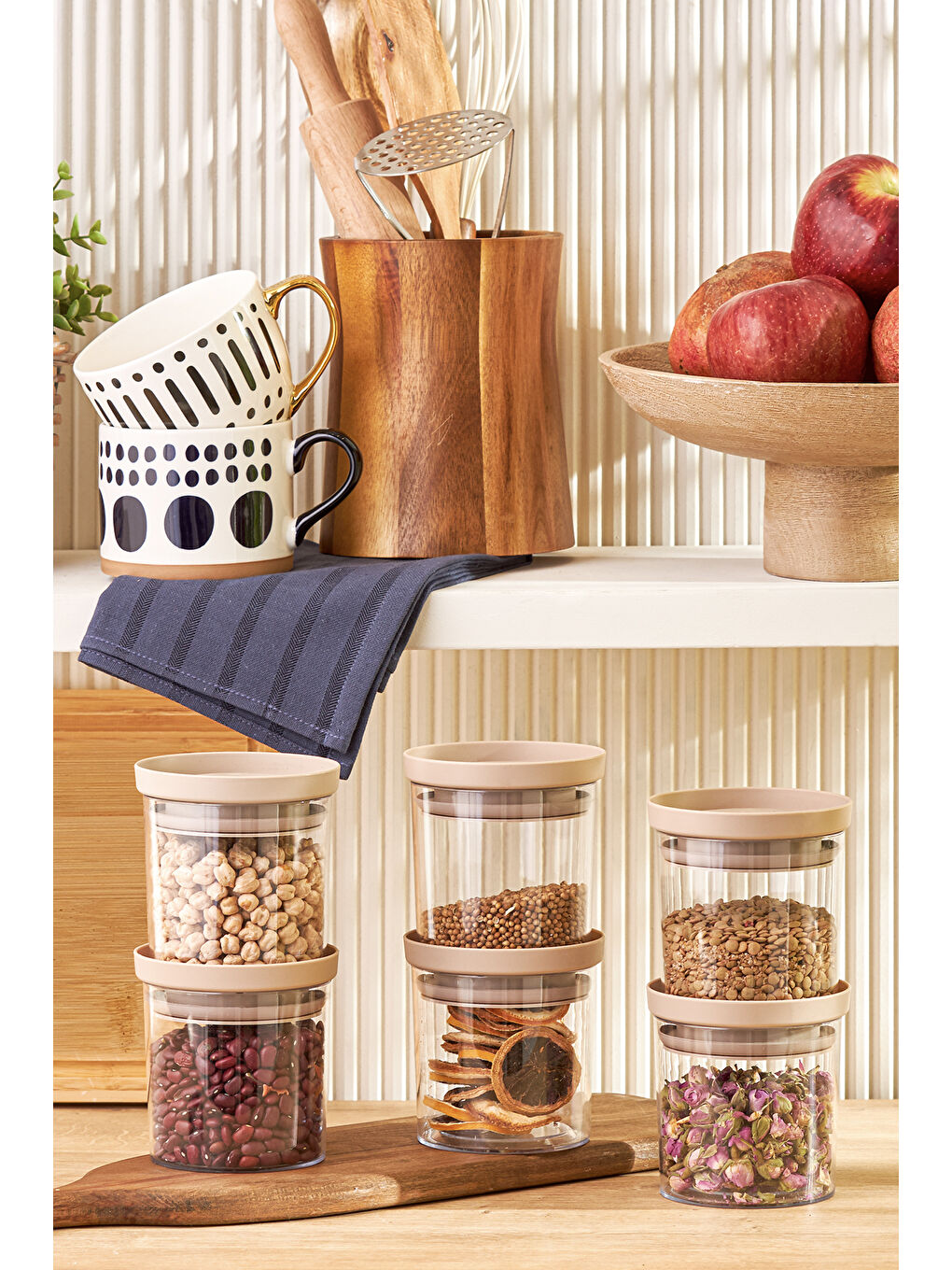 Arya 6'lı Küçük Saklama Kabı Bej-10