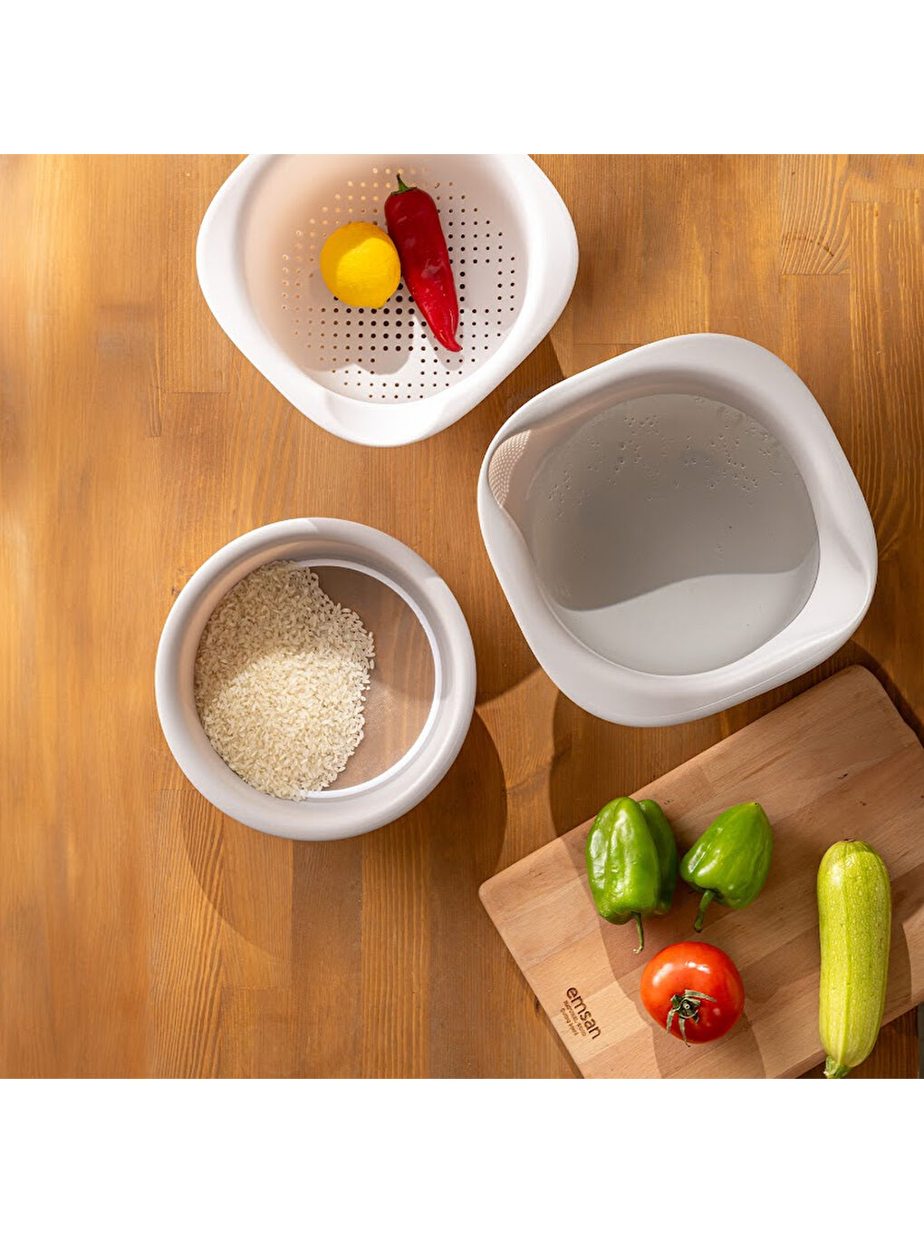 Beyaz Soft 3'lü Süzgeç Seti-7