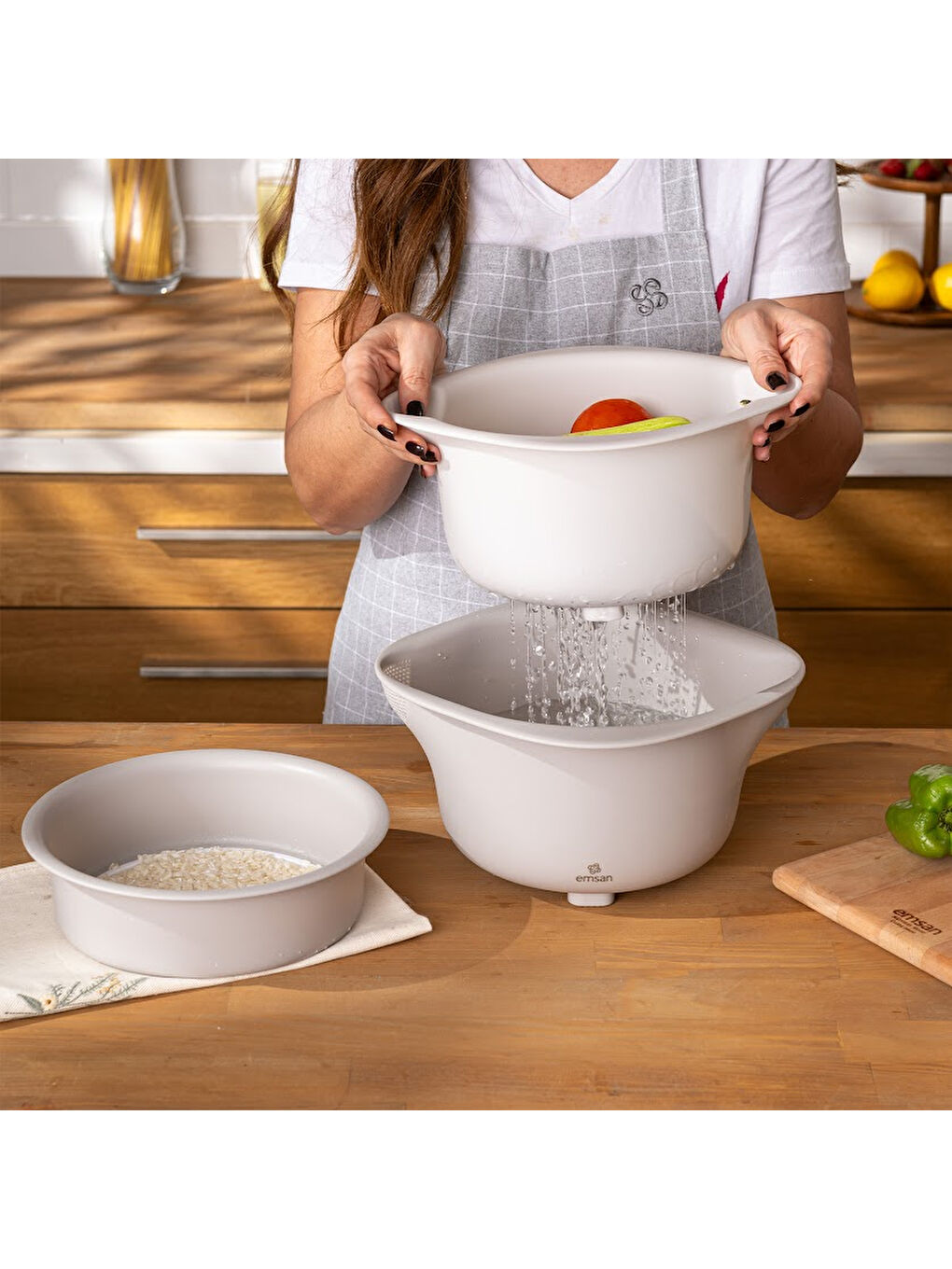 Beyaz Soft 3'lü Süzgeç Seti-8