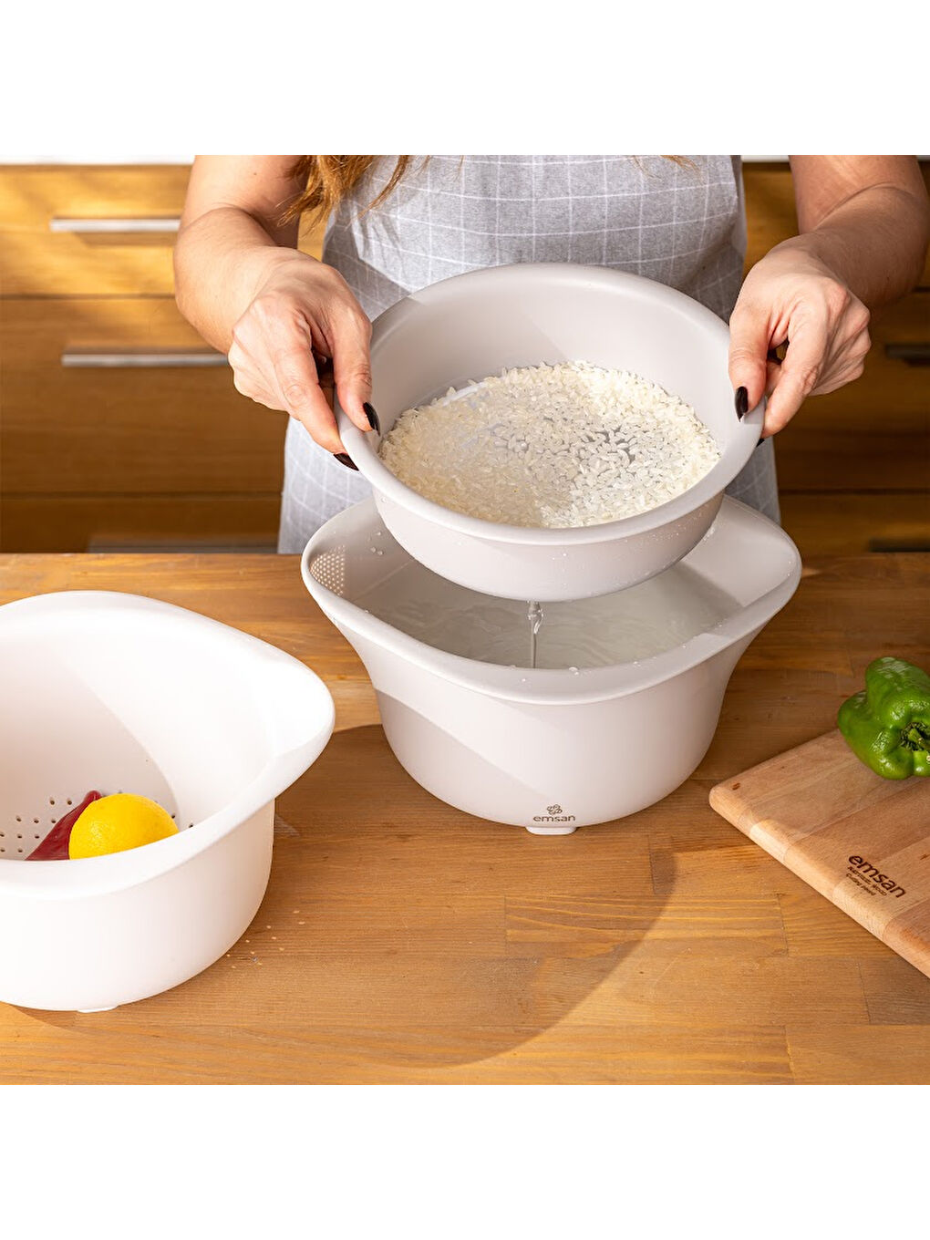 Beyaz Soft 3'lü Süzgeç Seti-9