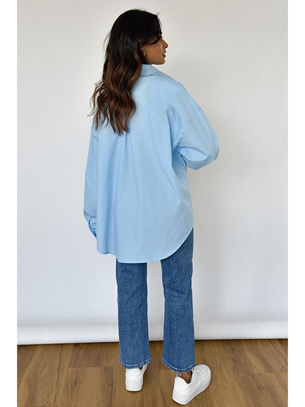 Mavi Oversize Basic Cepli Poplin Gömlek MG1530-2