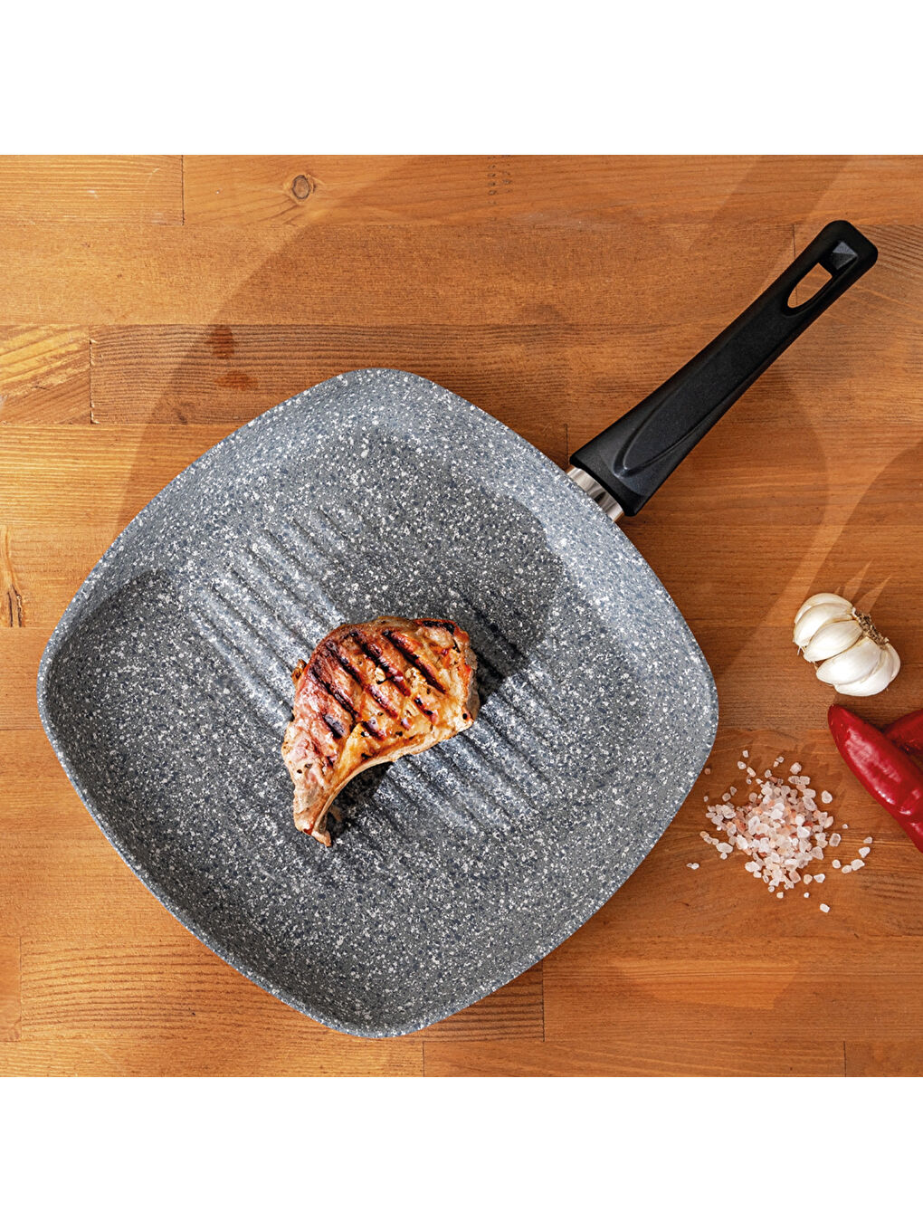 Gri Titanium Granit Kare Tava 28 cm-2