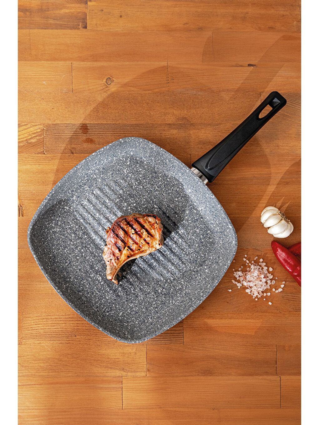 Gri Titanium Granit Kare Tava 28 cm-1