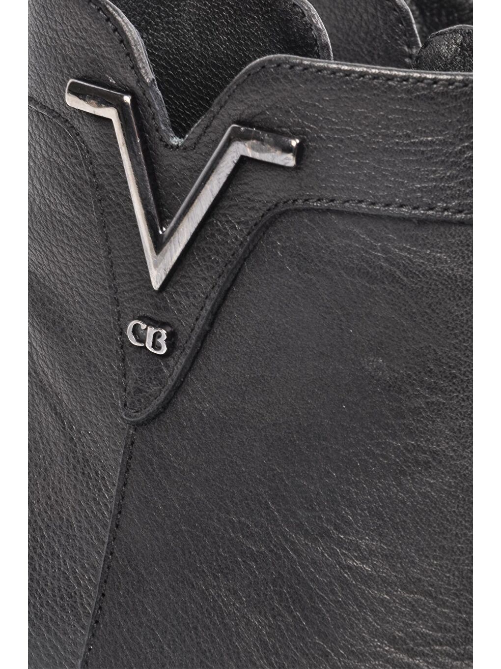 21893-1 Siyah Hakiki Deri Fermuarlı Kadın Bot-2