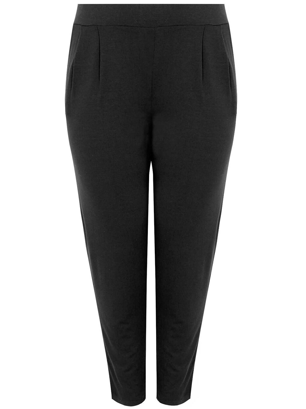 Siyah Büyük Beden Cepli Beli Lastikli Elastanlı Dar Paça Streç Pantolon 103369-4