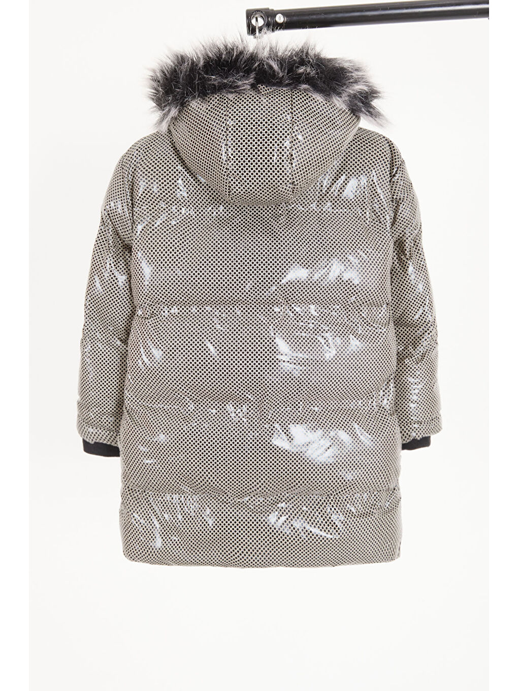 Ekru Kız Çocuk Altıgen Desenli Krem Şişme Mont 16267-1