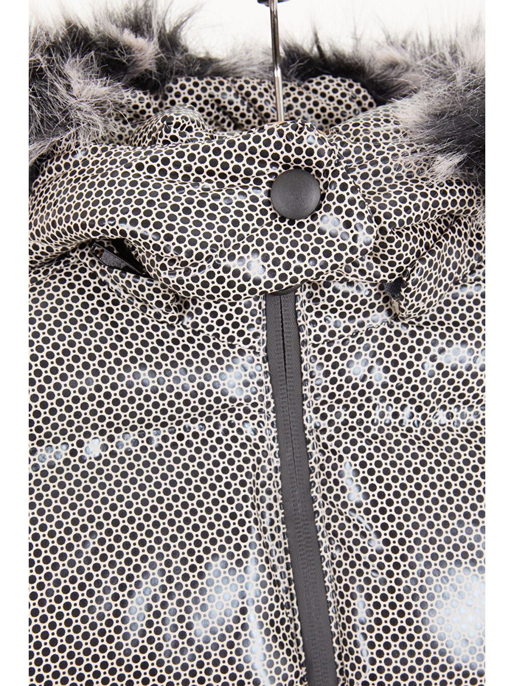 Ekru Kız Çocuk Altıgen Desenli Krem Şişme Mont 16267-2