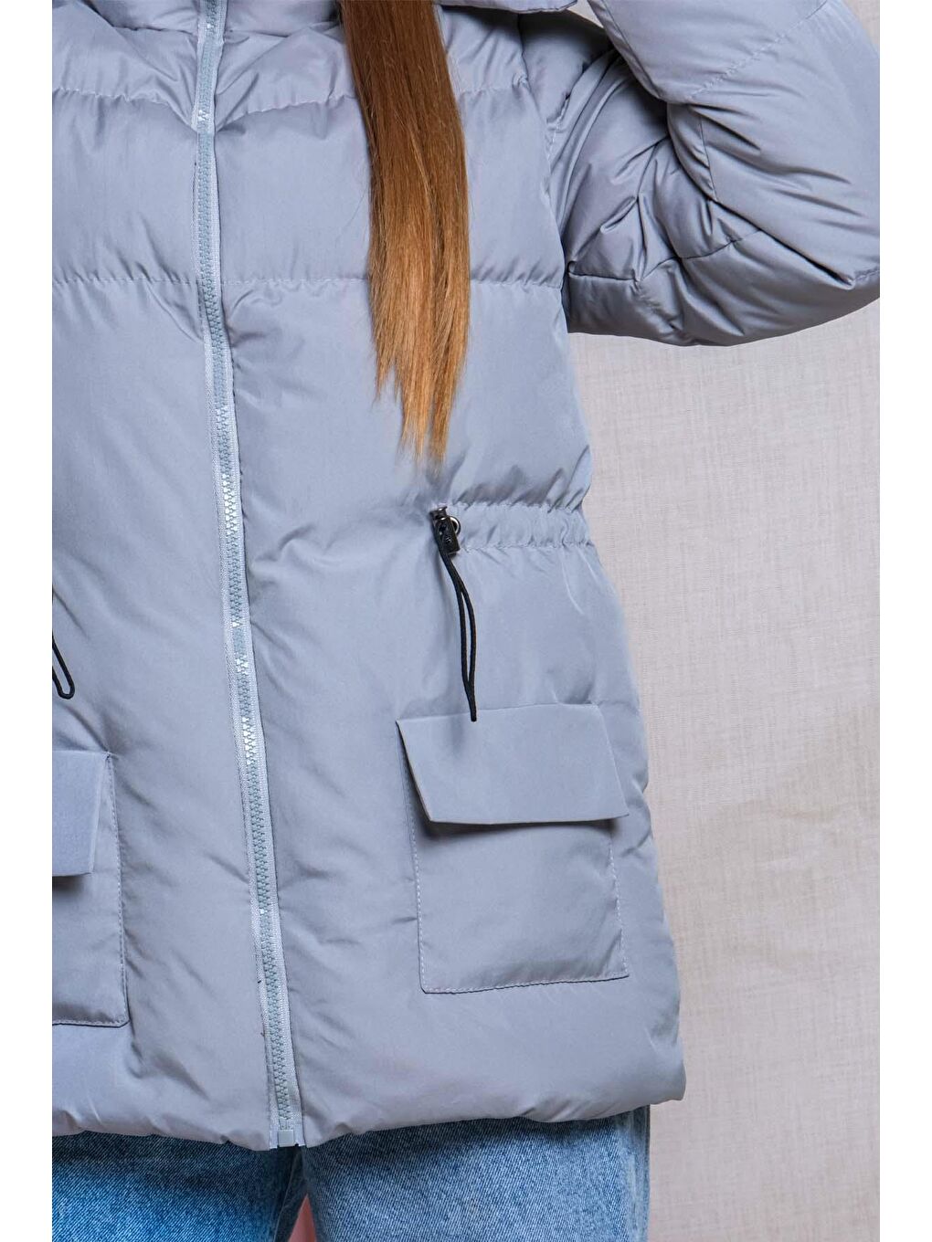 Gri Kız Çocuk Yumuşak İçi Kürklü Kalın Kaban Mont KM.0023-Y-3