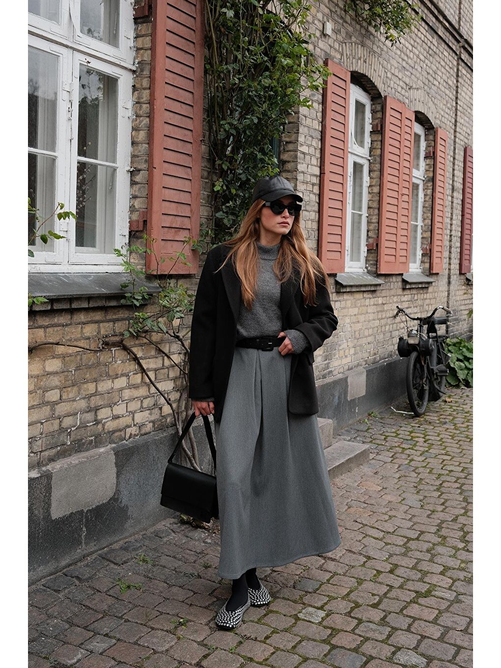 Sandra Pileli Etek Gri-4