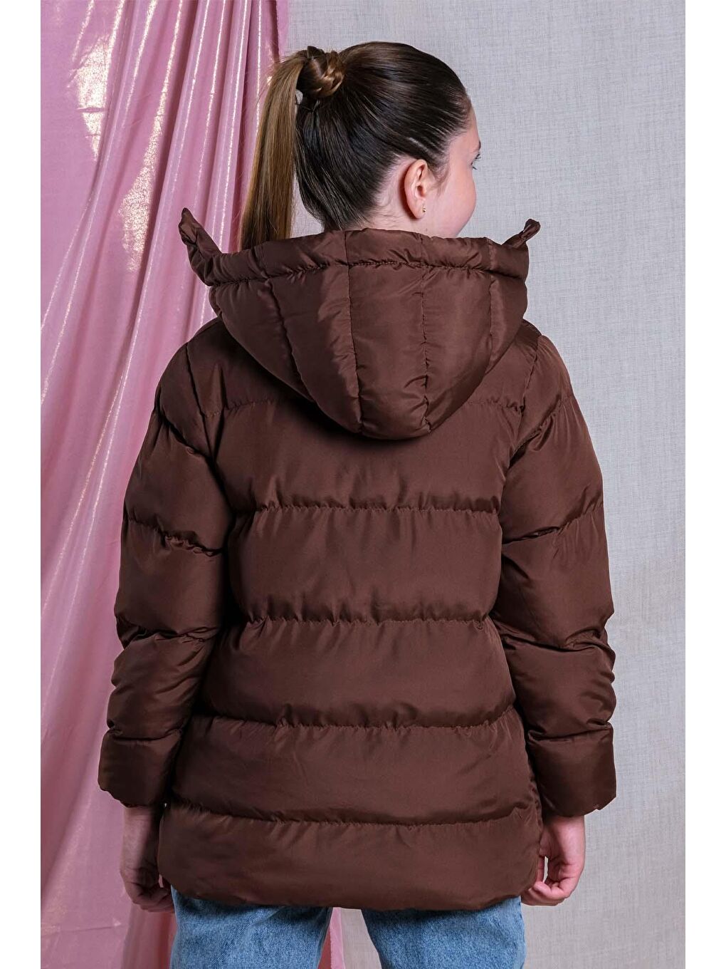 Kahverengi Kız Çocuk Yumuşak İçi Kürklü Kalın Kaban Mont KM.0023-Y-4