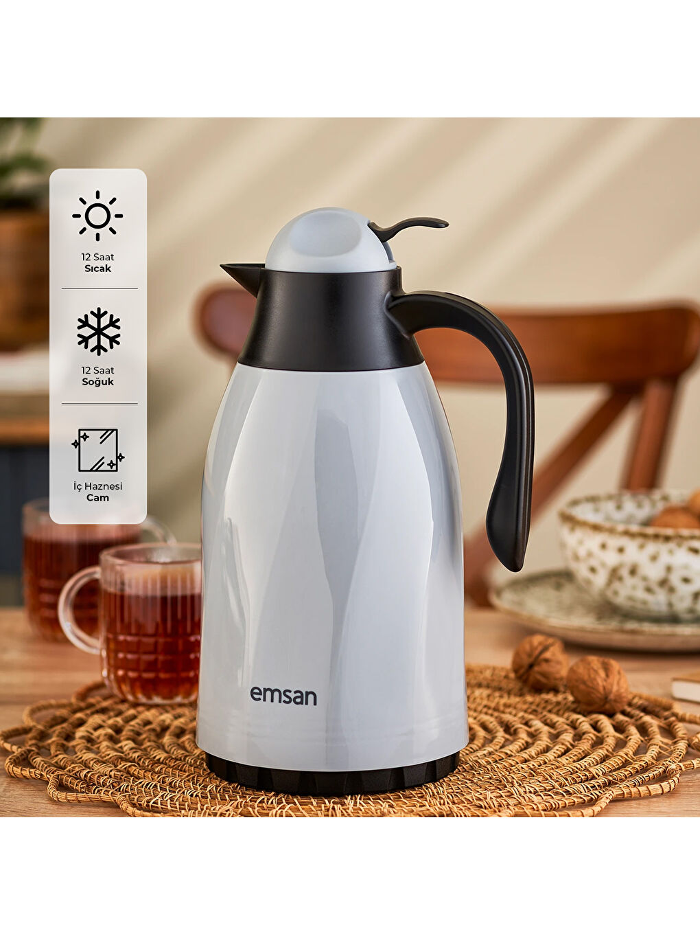 Sırça Termos 1,3 L Gri-7