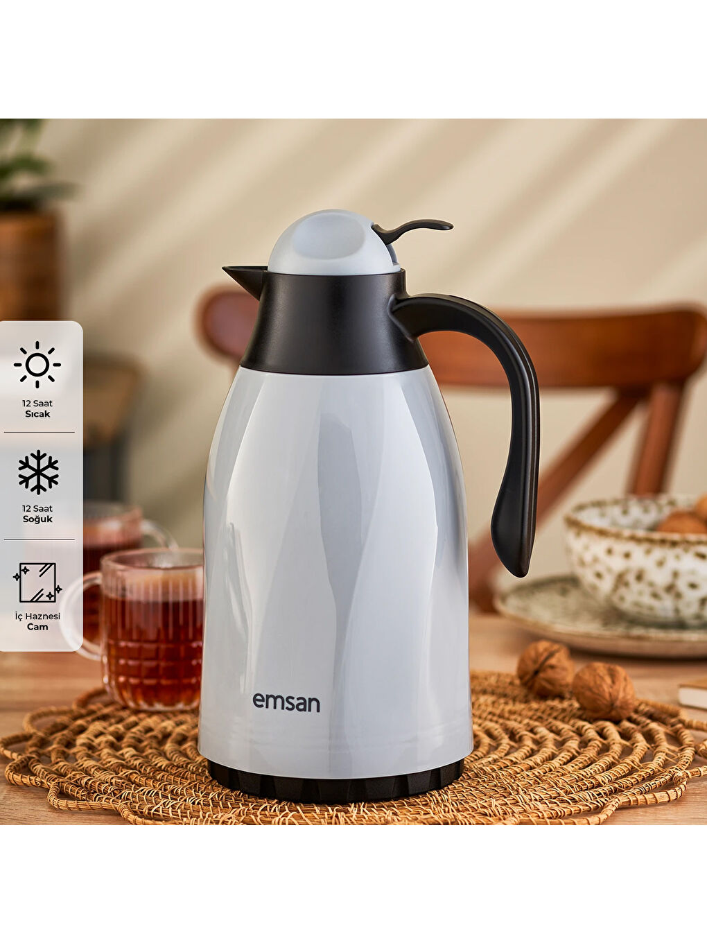 Sırça Termos 1,3 L Gri-8