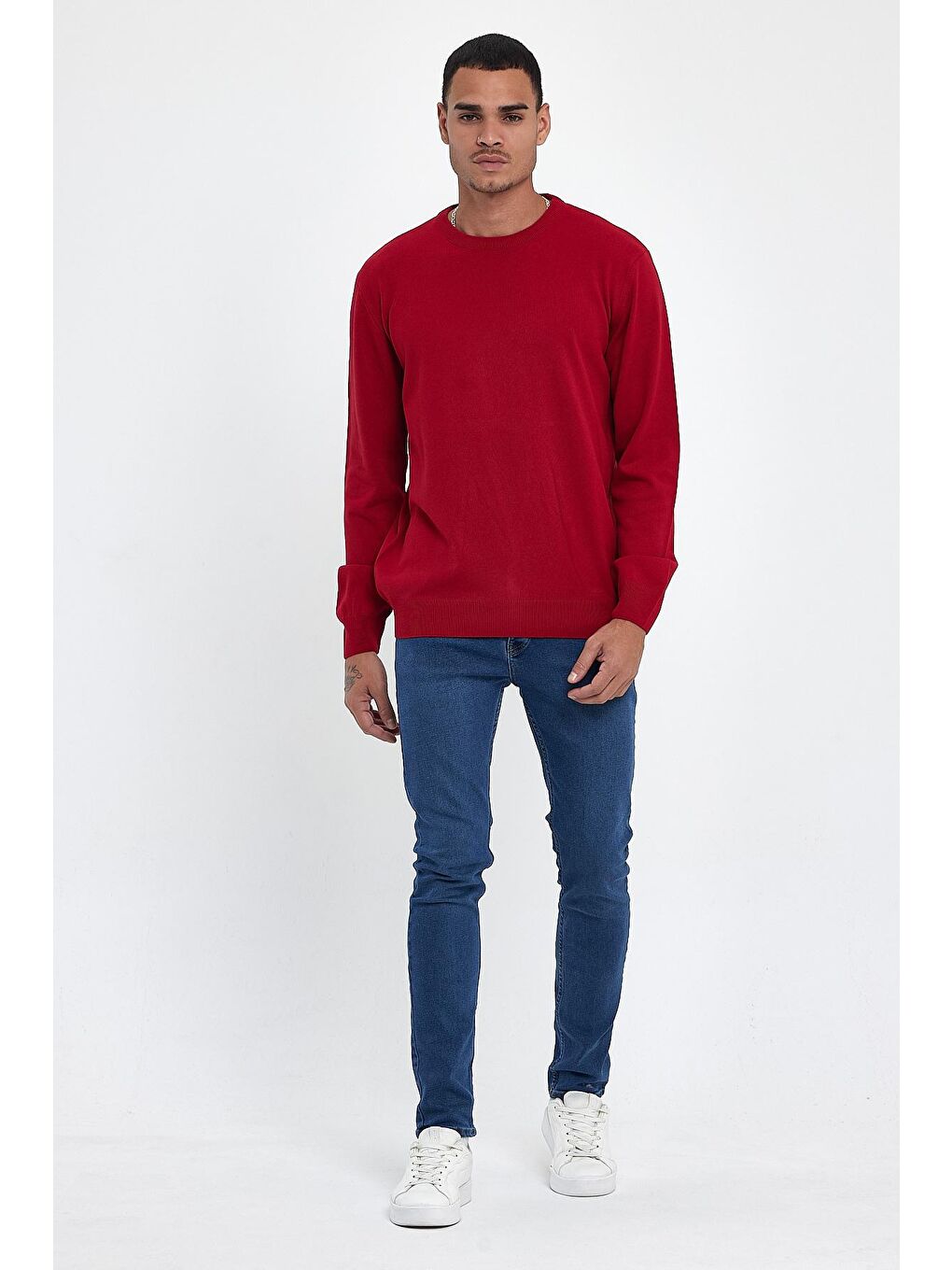 Kırmızı Bisiklet Yaka Kaşmir Triko Sweat spr24tr001