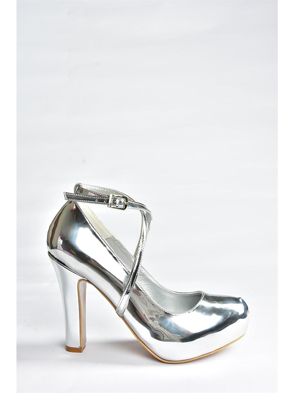 Gri M3480076 Gümüş Kadın Topuklu Ayakkabı-4