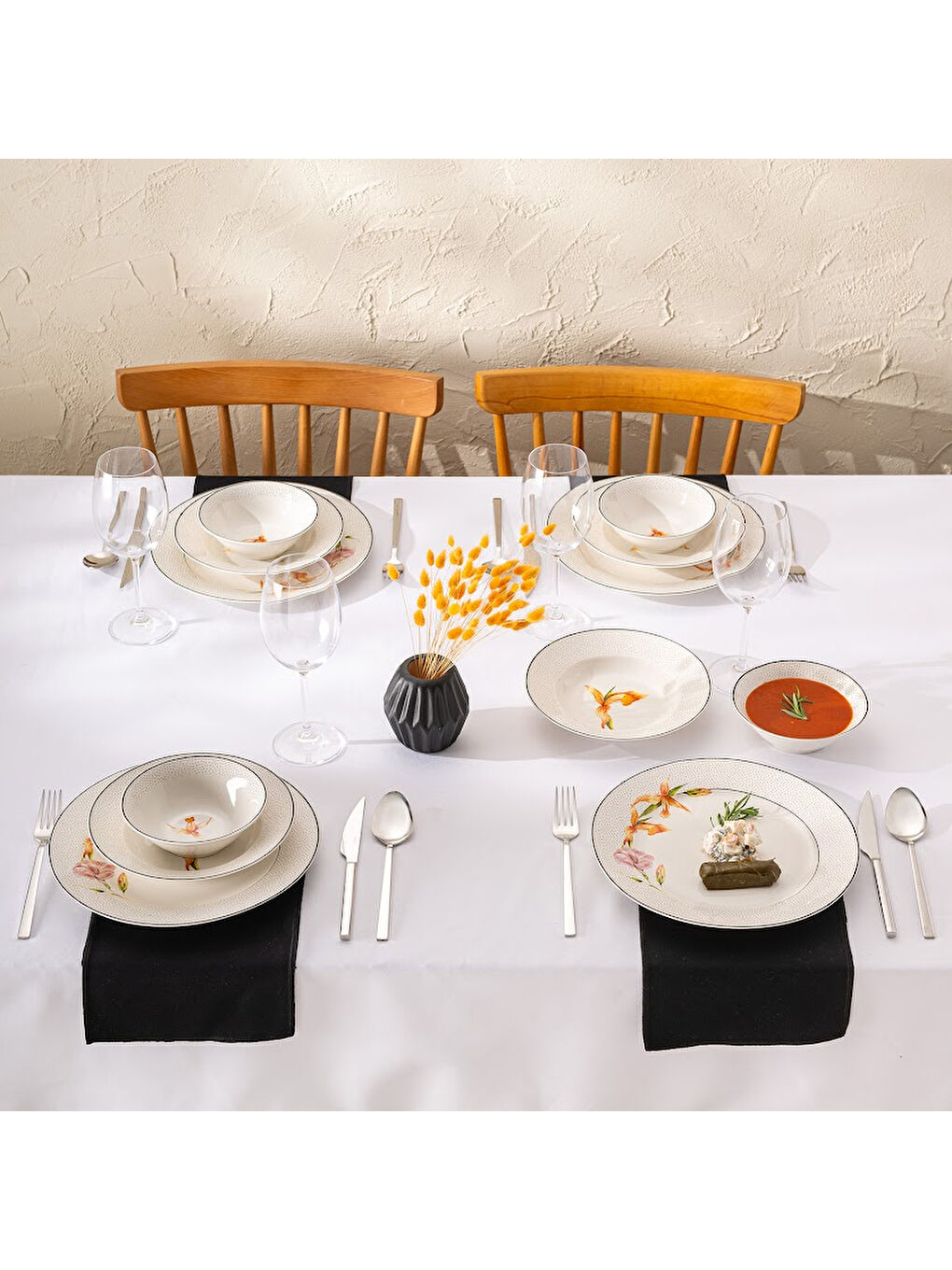 Beyaz New Bone Nova 18 Parça 6 Kişilik Yuvarlak Yemek Takımı-6