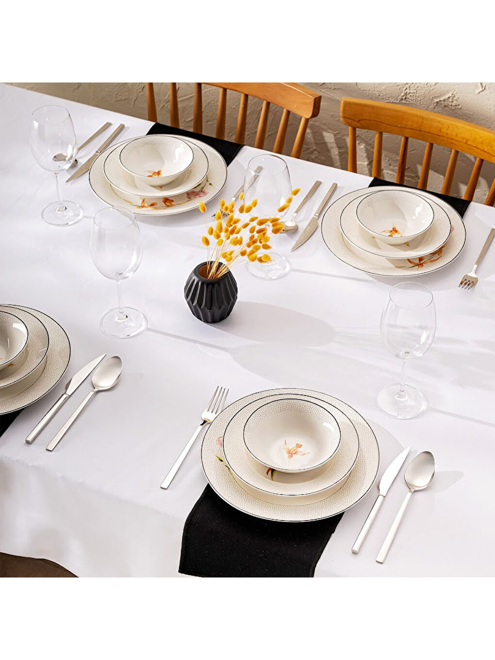 Beyaz New Bone Nova 18 Parça 6 Kişilik Yuvarlak Yemek Takımı-7