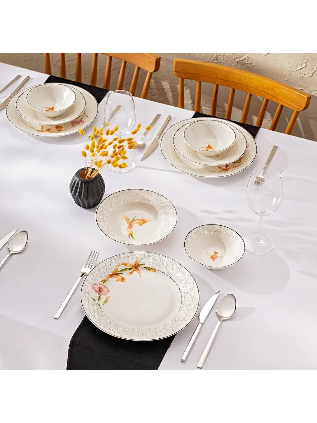 Beyaz New Bone Nova 18 Parça 6 Kişilik Yuvarlak Yemek Takımı-8