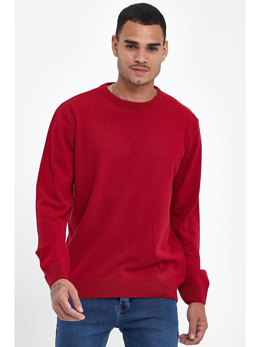 Kırmızı Bisiklet Yaka Kaşmir Triko Sweat spr24tr001-3