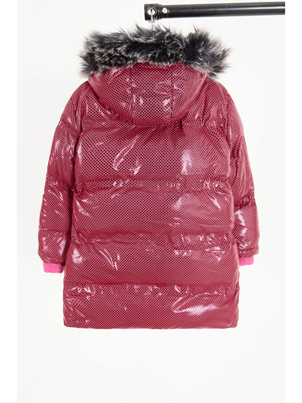 Kız Çocuk Altıgen Desenli Bordo Şişme Mont 16272-1