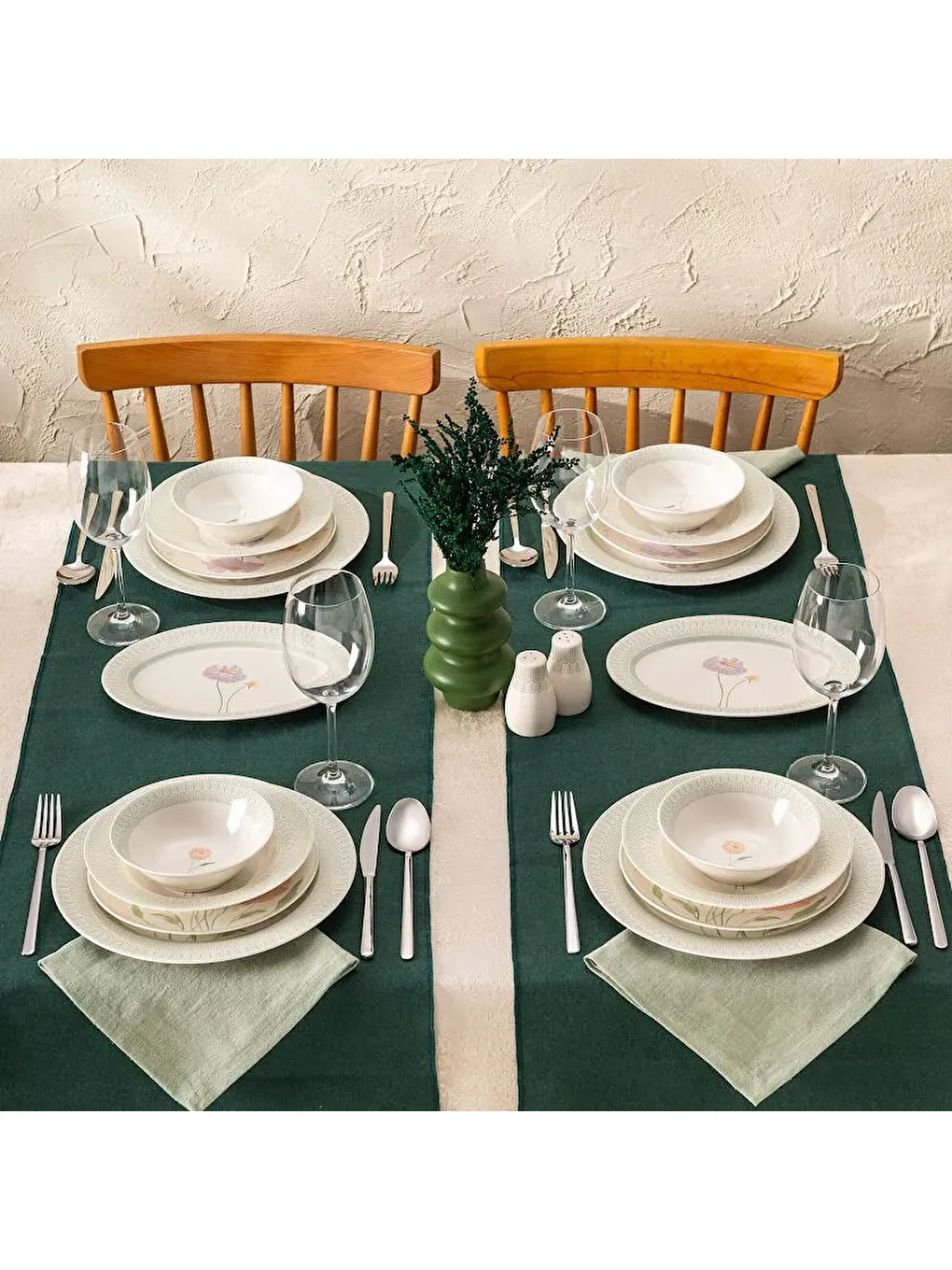 Beyaz New Bone Poppy 28 Parça 6 Kişilik Yuvarlak Yemek Takımı-6