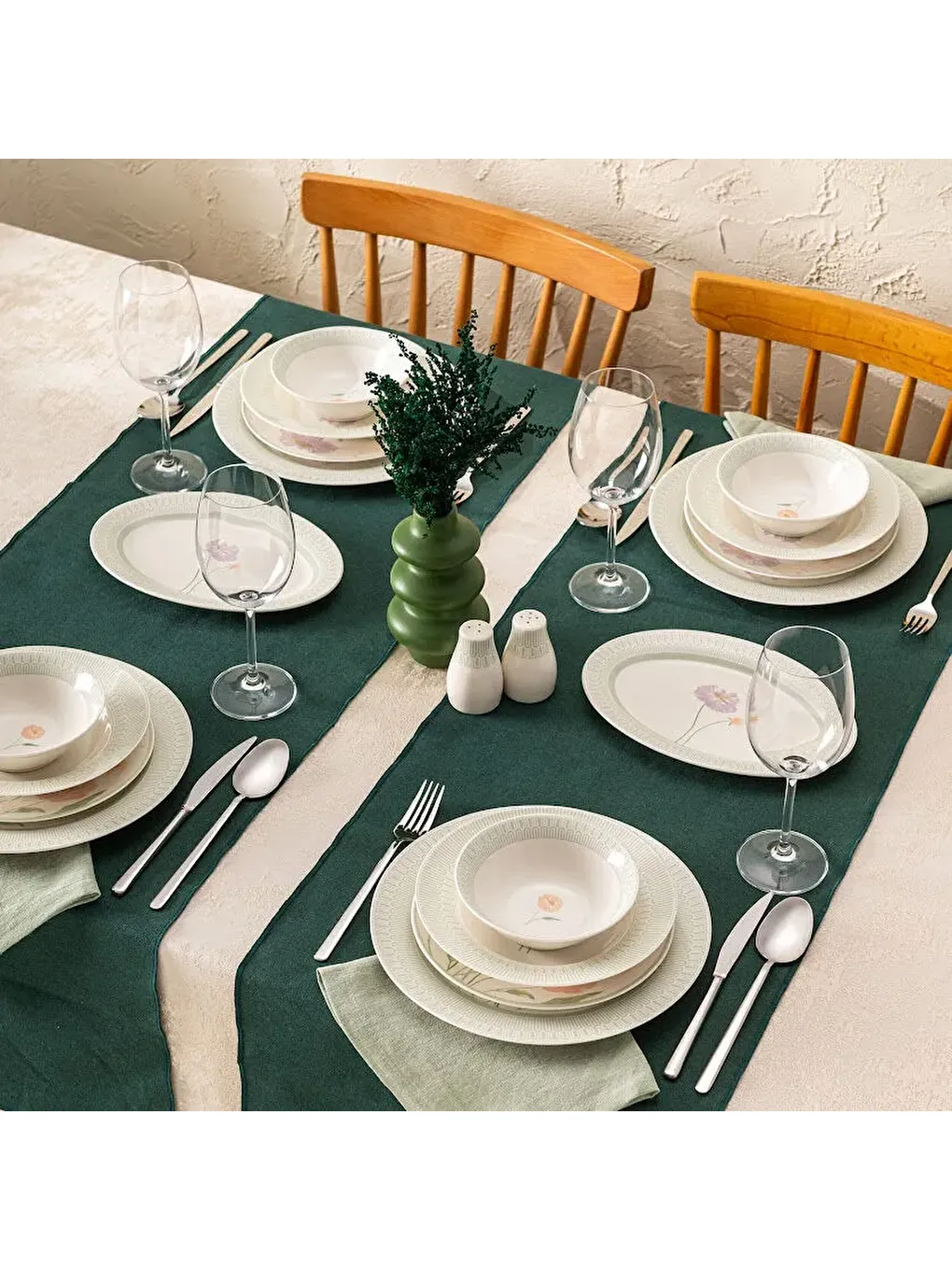 Beyaz New Bone Poppy 28 Parça 6 Kişilik Yuvarlak Yemek Takımı-8