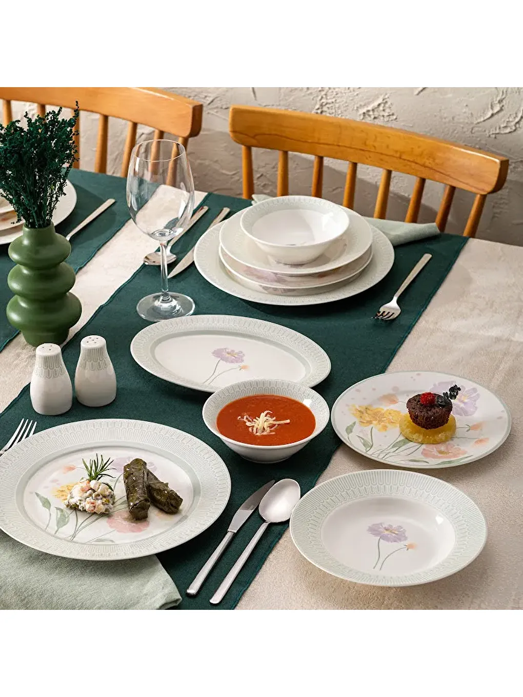 Beyaz New Bone Poppy 28 Parça 6 Kişilik Yuvarlak Yemek Takımı-9