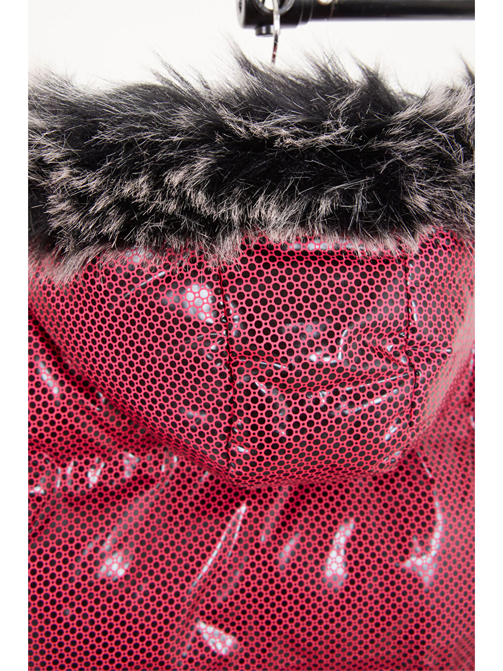 Kız Çocuk Altıgen Desenli Bordo Şişme Mont 16272-2