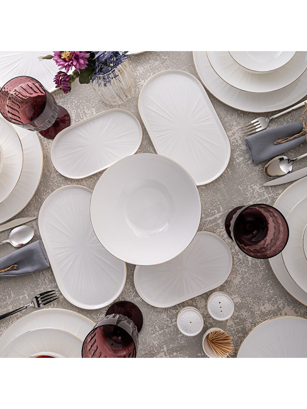 Beyaz Sirius Gold Fine Bone 59 Parça 12 Kişilik Yemek Takımı-7