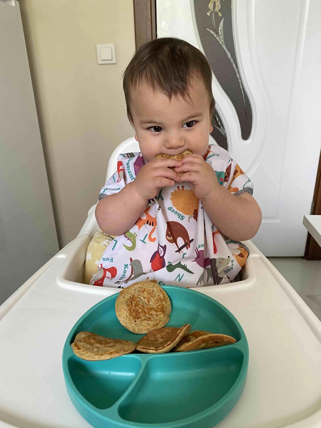 1-3yaş, Zoo, Sıvı Geçirmez, Makinede Yıkanabilir, Cırtlı, Cepli, Kısa Kollu Bebek Mama Önlüğü-4