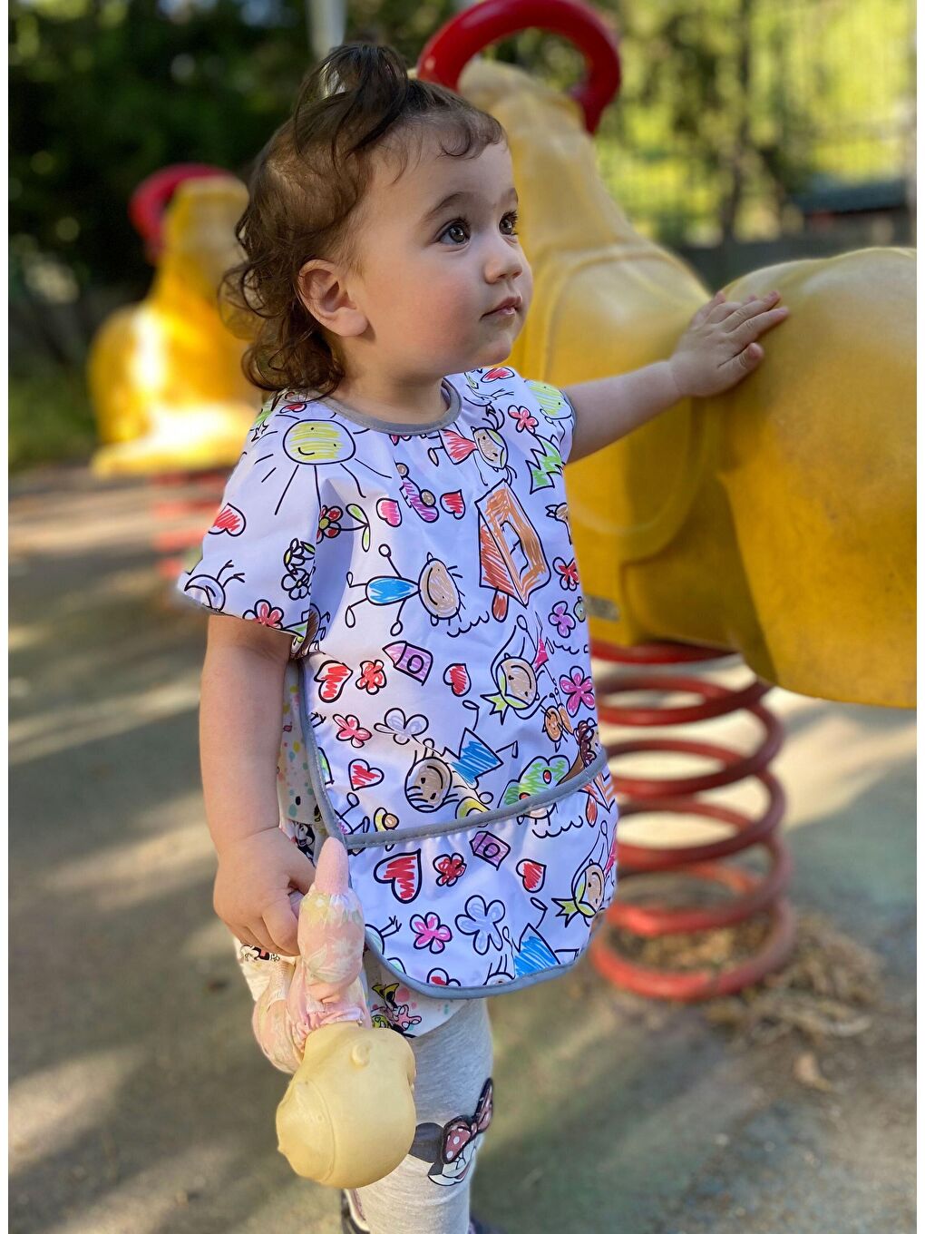 1-3yaş, Family, Sıvı Geçirmez, Makinede Yıkanabilir, Cepli, Kısa Kollu Bebek Mama Önlüğü-1