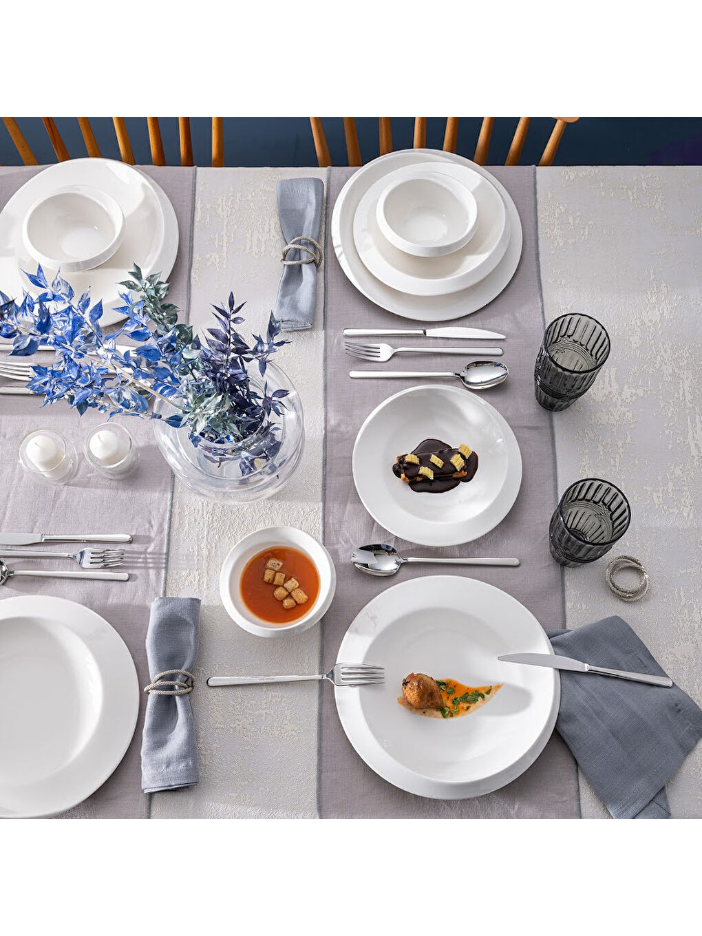 Beyaz Evren 18 Parça 6 Kişilik Yemek Takımı-7