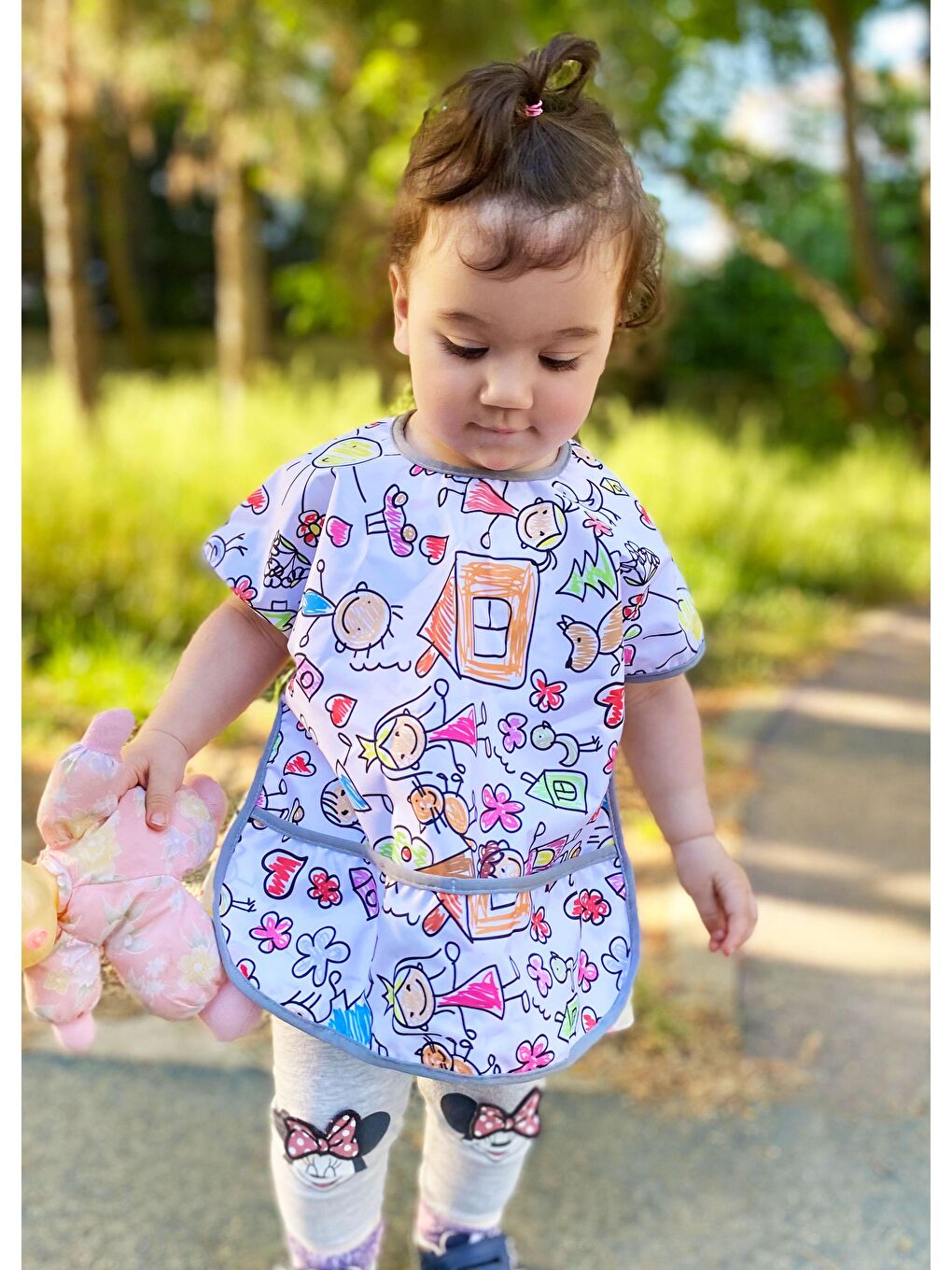 1-3yaş, Family, Sıvı Geçirmez, Makinede Yıkanabilir, Cepli, Kısa Kollu Bebek Mama Önlüğü