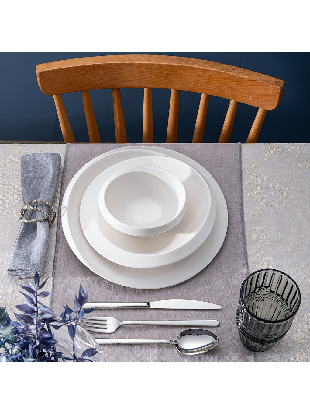 Beyaz Evren 18 Parça 6 Kişilik Yemek Takımı-9