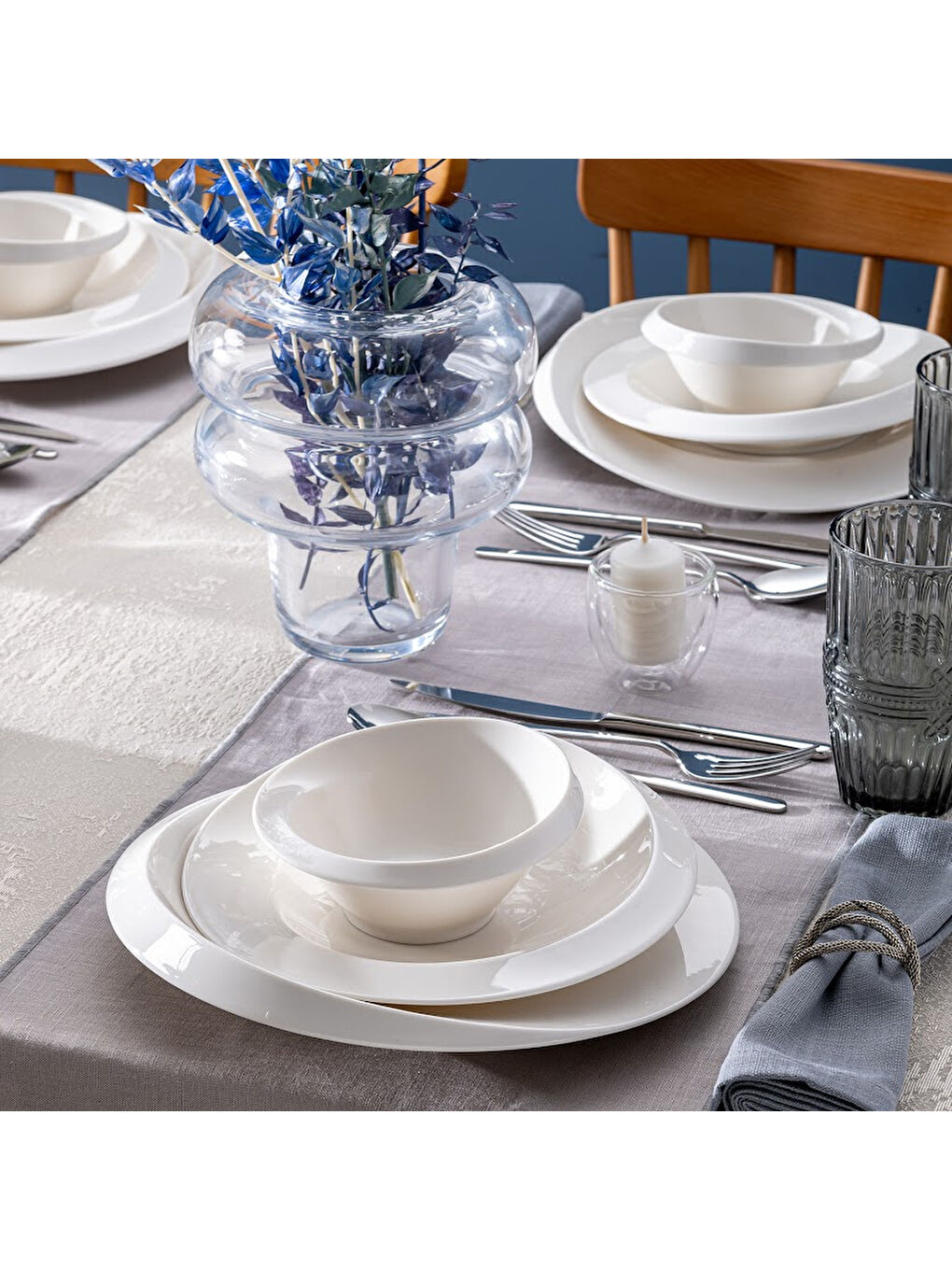 Beyaz Evren 18 Parça 6 Kişilik Yemek Takımı-10
