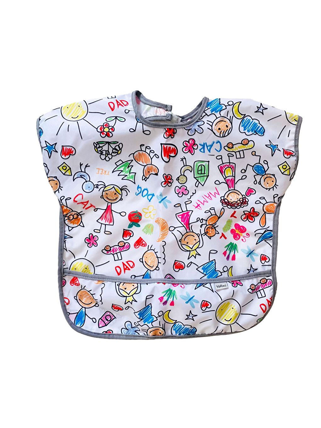 1-3yaş, Family, Sıvı Geçirmez, Makinede Yıkanabilir, Cepli, Kısa Kollu Bebek Mama Önlüğü-3