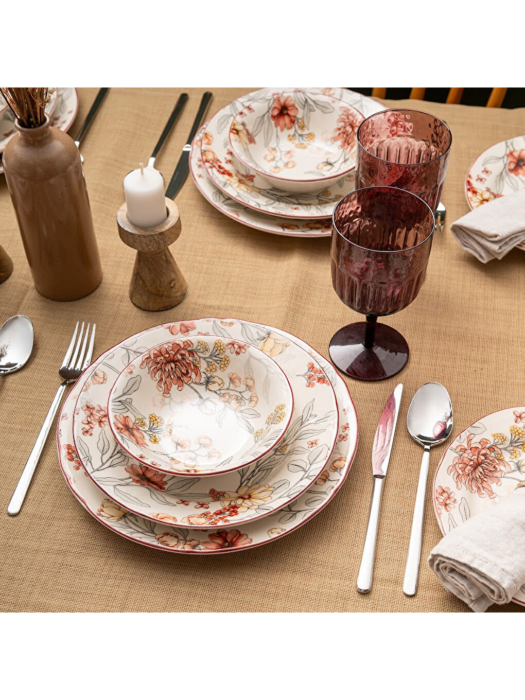 Beyaz İstanbul Porselen Ayasofya 24 Parça 6 Kişilik Yemek Takımı-7