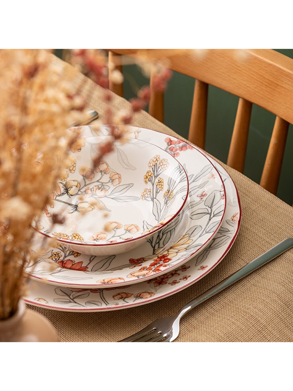 Beyaz İstanbul Porselen Ayasofya 24 Parça 6 Kişilik Yemek Takımı-8