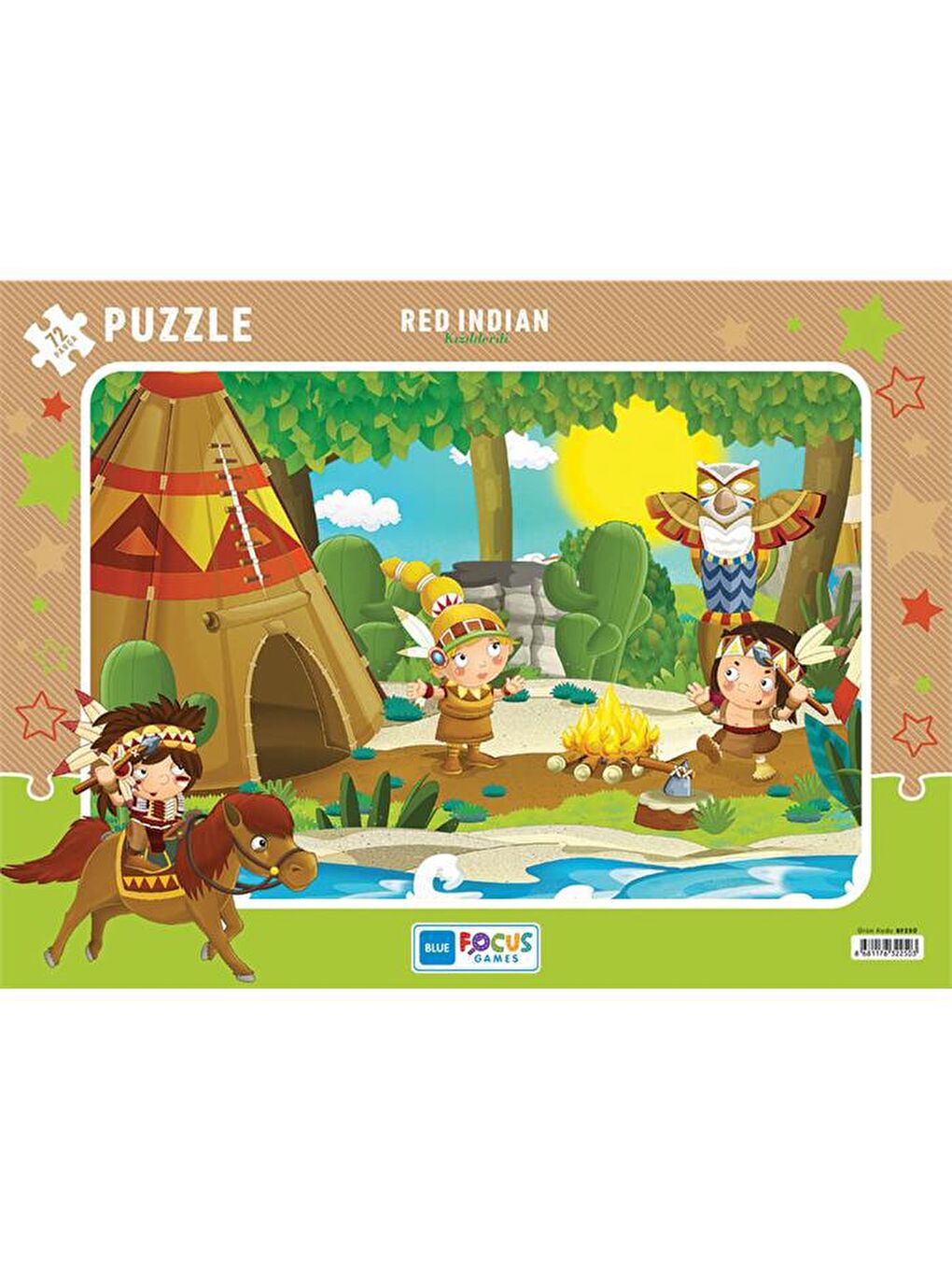 Blue Focus Karışık 72 Parça Puzzle - Kızılderili (Red Indian)