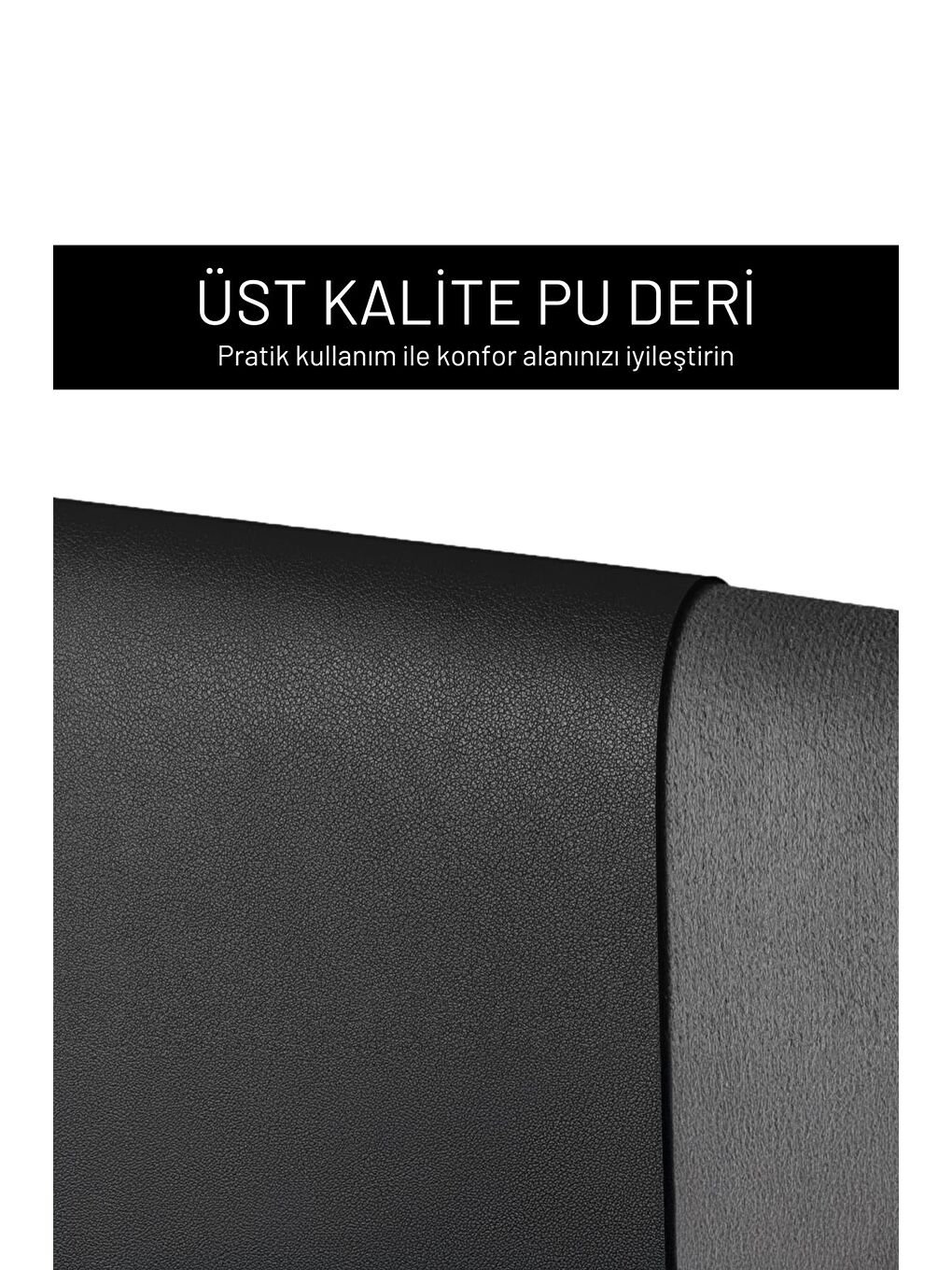 Siyah Deri 90x40 XL Mouse Pad Dikişli Kenar Çift Yönlü Kullanım Masa Matı Sümen-3