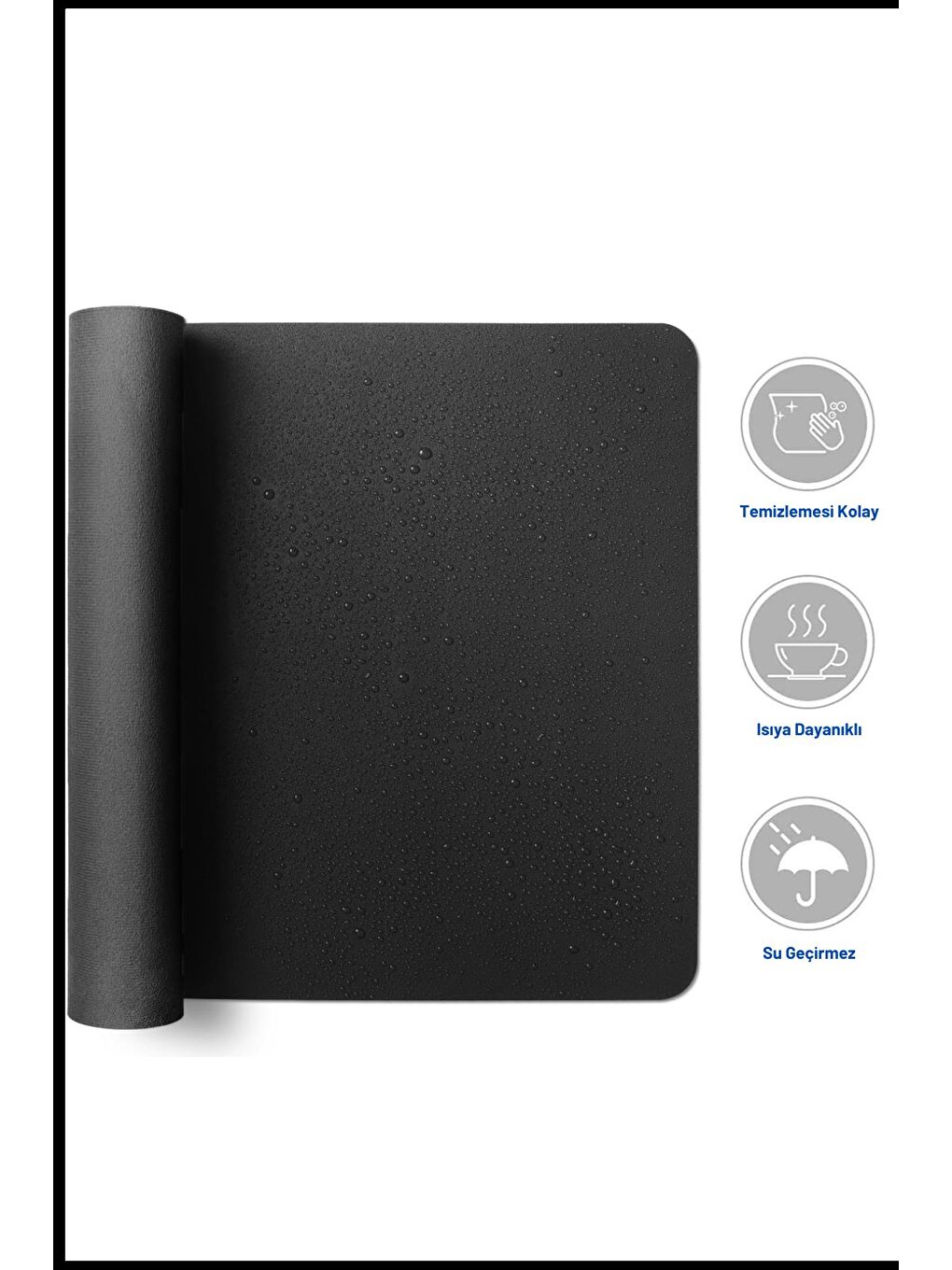 Siyah Deri 90x40 XL Mouse Pad Dikişli Kenar Çift Yönlü Kullanım Masa Matı Sümen-4