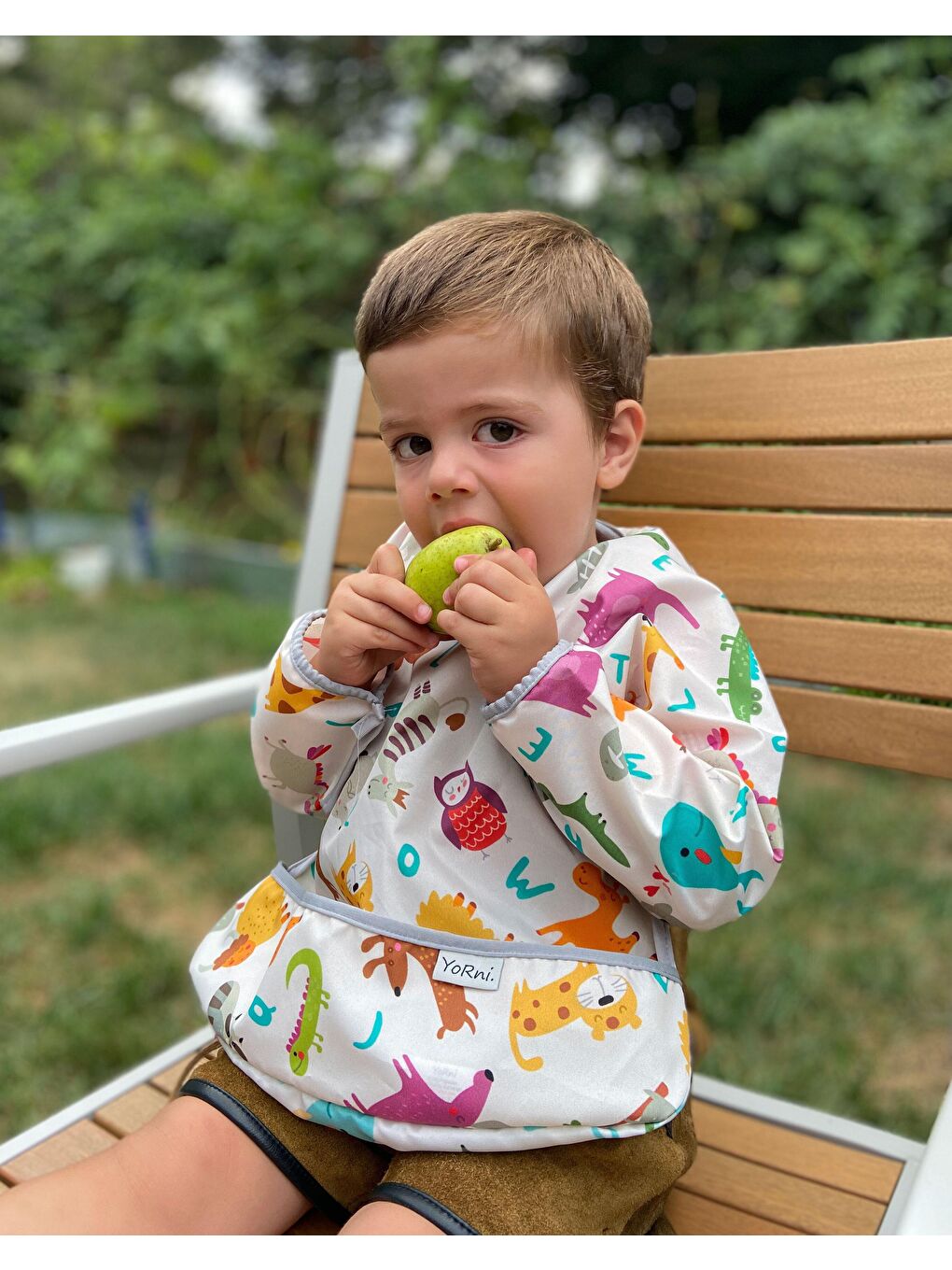 Yorni 6-24ay, Zoo, Sıvı Geçirmez, Makinede Yıkanabilir, Cepli, Oeko-tex 100, Uzun Kollu Bebek Mama Önlüğü - 4