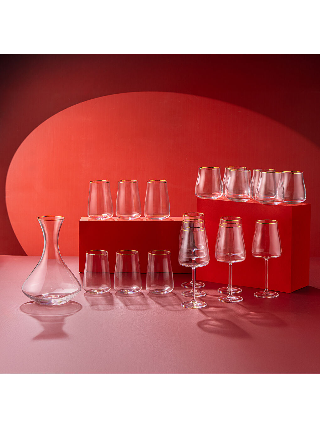 Renksiz Brillante 19 Parça Bardak Seti Gold-6