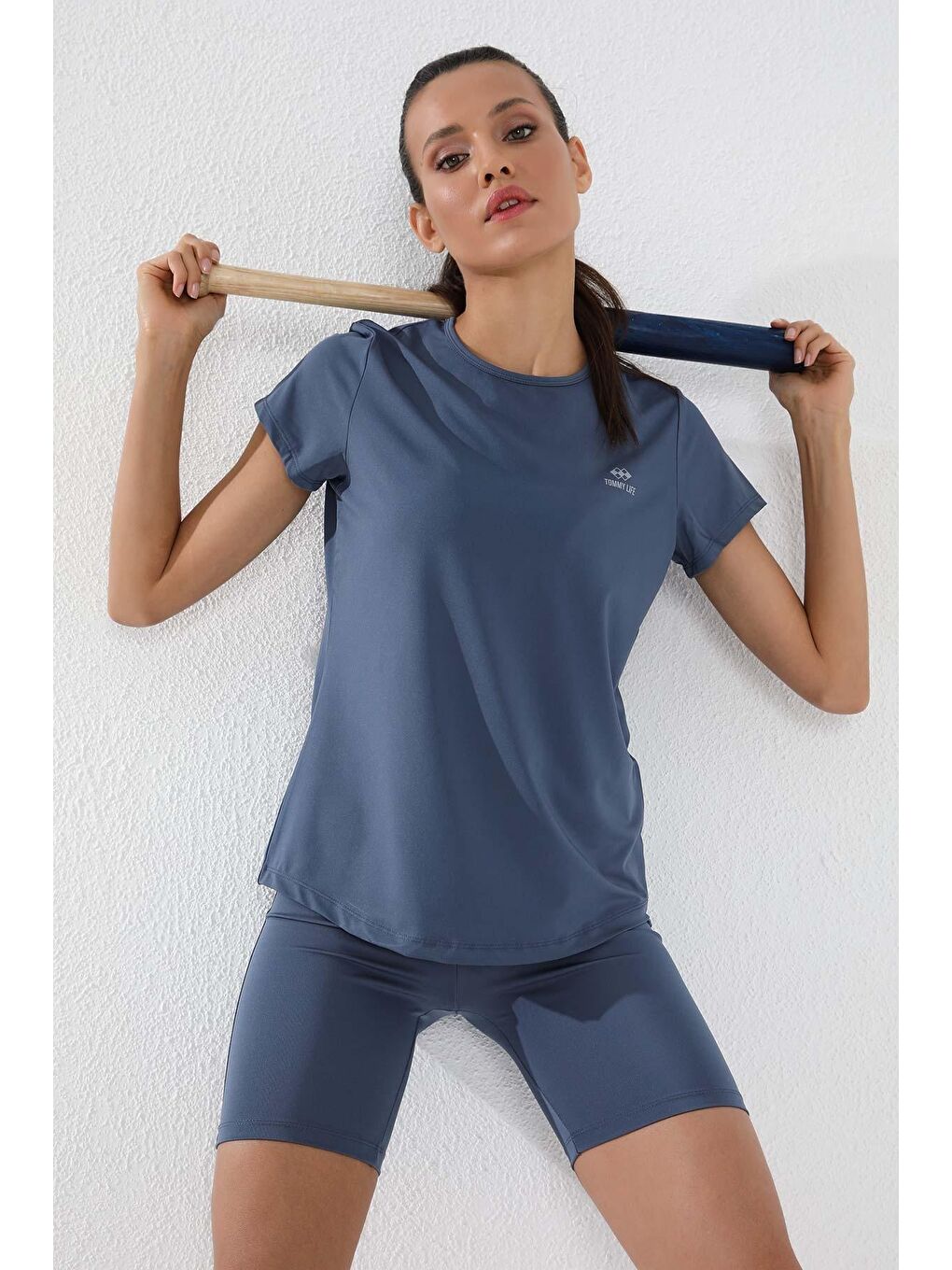 Petrol Basic Kısa Kol Standart Kalıp O Yaka Kadın Tişört - 97144