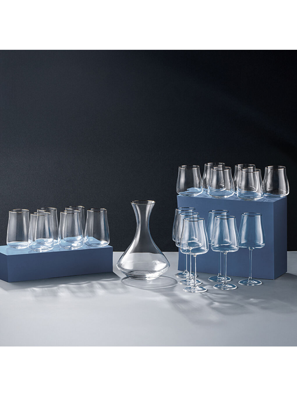 Renksiz Brillante 19 Parça Bardak Seti Platin-6