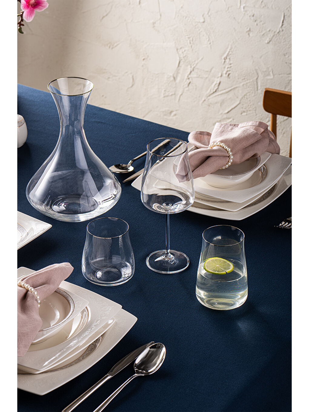 Renksiz Brillante 19 Parça Bardak Seti Platin-5