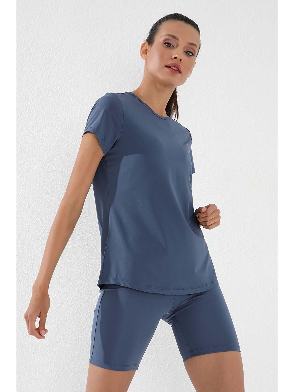 Petrol Basic Kısa Kol Standart Kalıp O Yaka Kadın Tişört - 97144-2